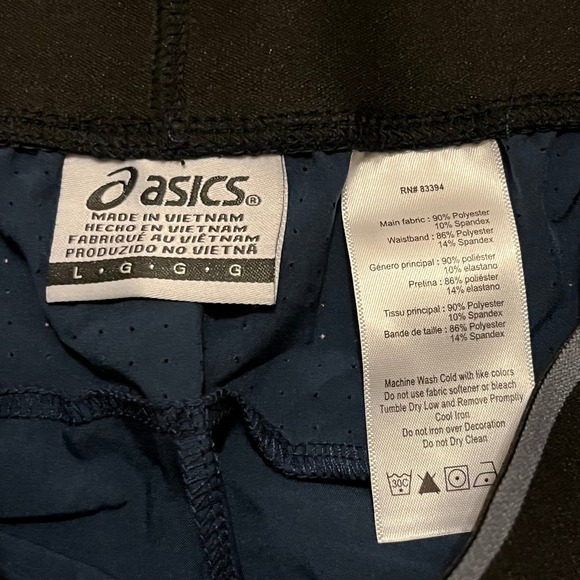 New ASICS Train Shorts Men Large 9"  Navy Blue Athletic Performance - Picture 6 of 6